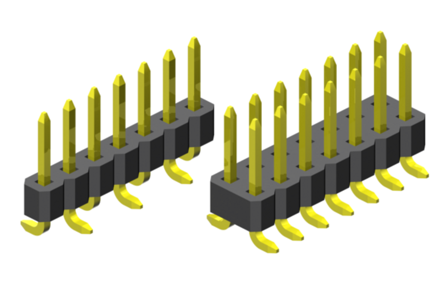 Surface-mount soldering (SMT) - vertical pin headers