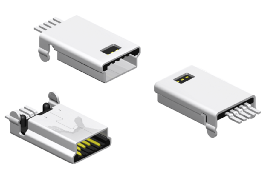 USB 1.x/2.0 Typ "B" Mini Bauform SMT Plug