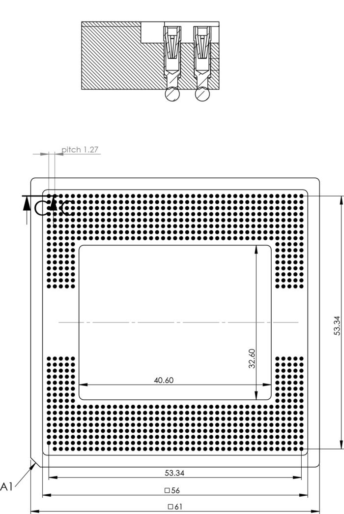 Der Stecksockel in einer ersten CAD Zeichnung. "Version Zero"
